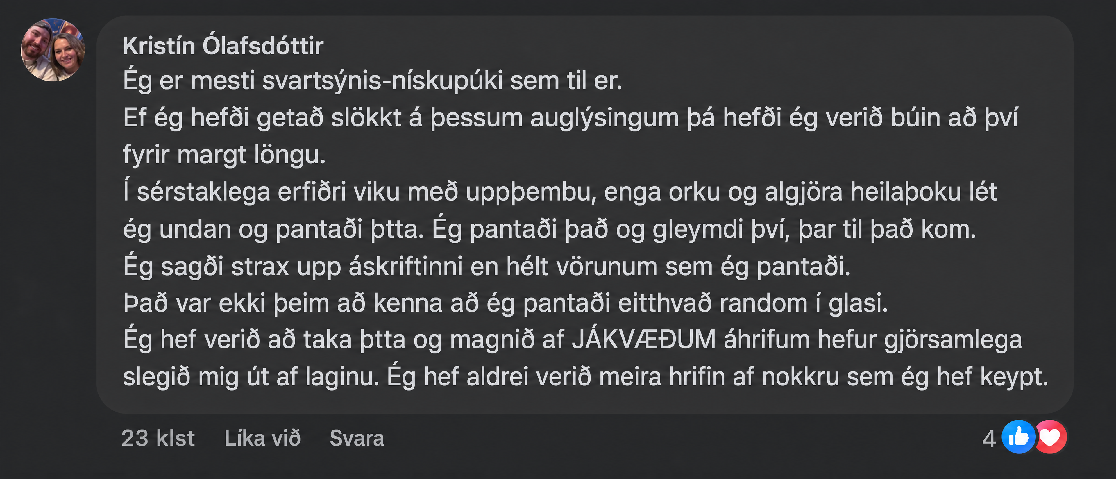 Umsögn Kayla Zehms